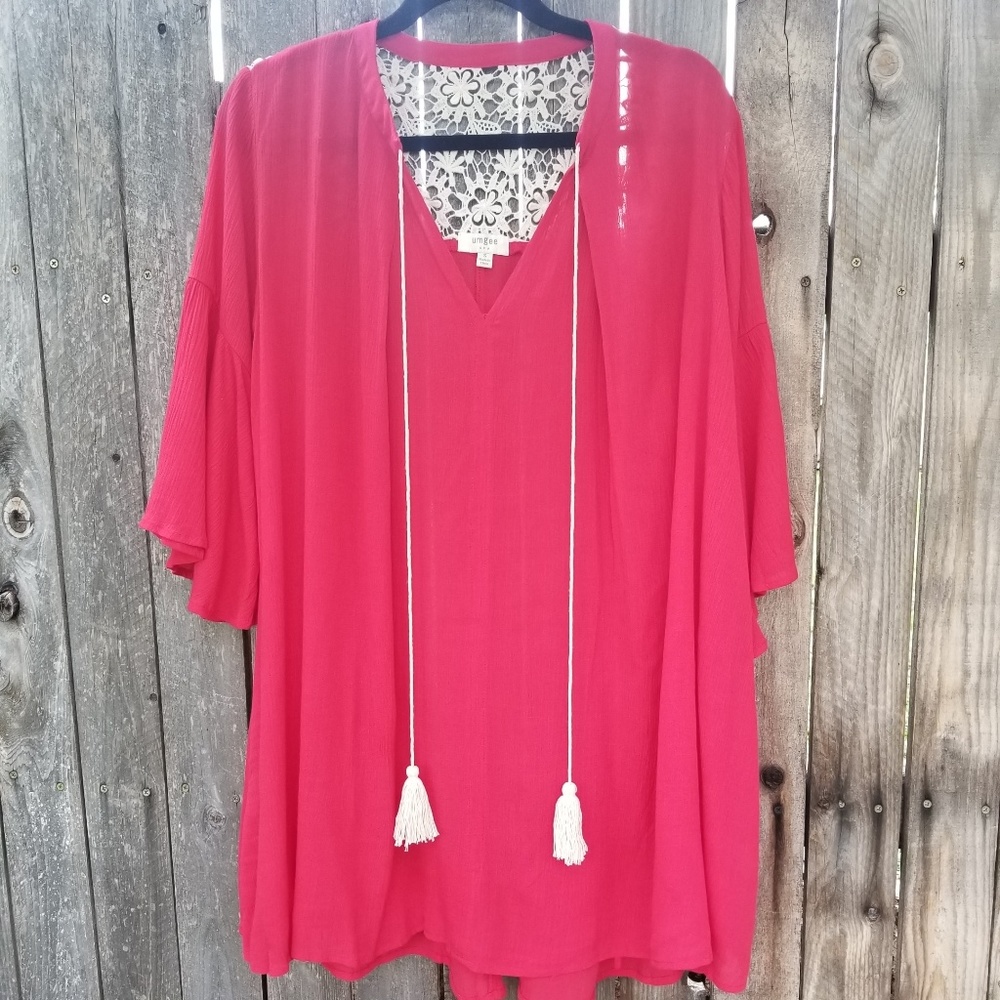 Umgee USA  red boho tunic dress size small
